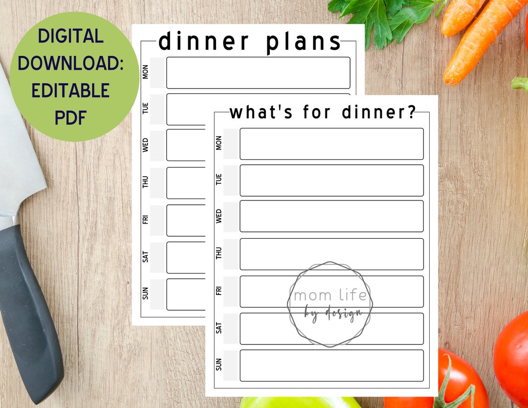 Digital Meal Planning Template, Weekly Meal Planner Printable EDITABLE ...