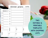 Weekly Meal Planner Printable EDITABLE, Digital Meal Planning Shopping List Template, What's for DInner Printable Weekly Meal Plan