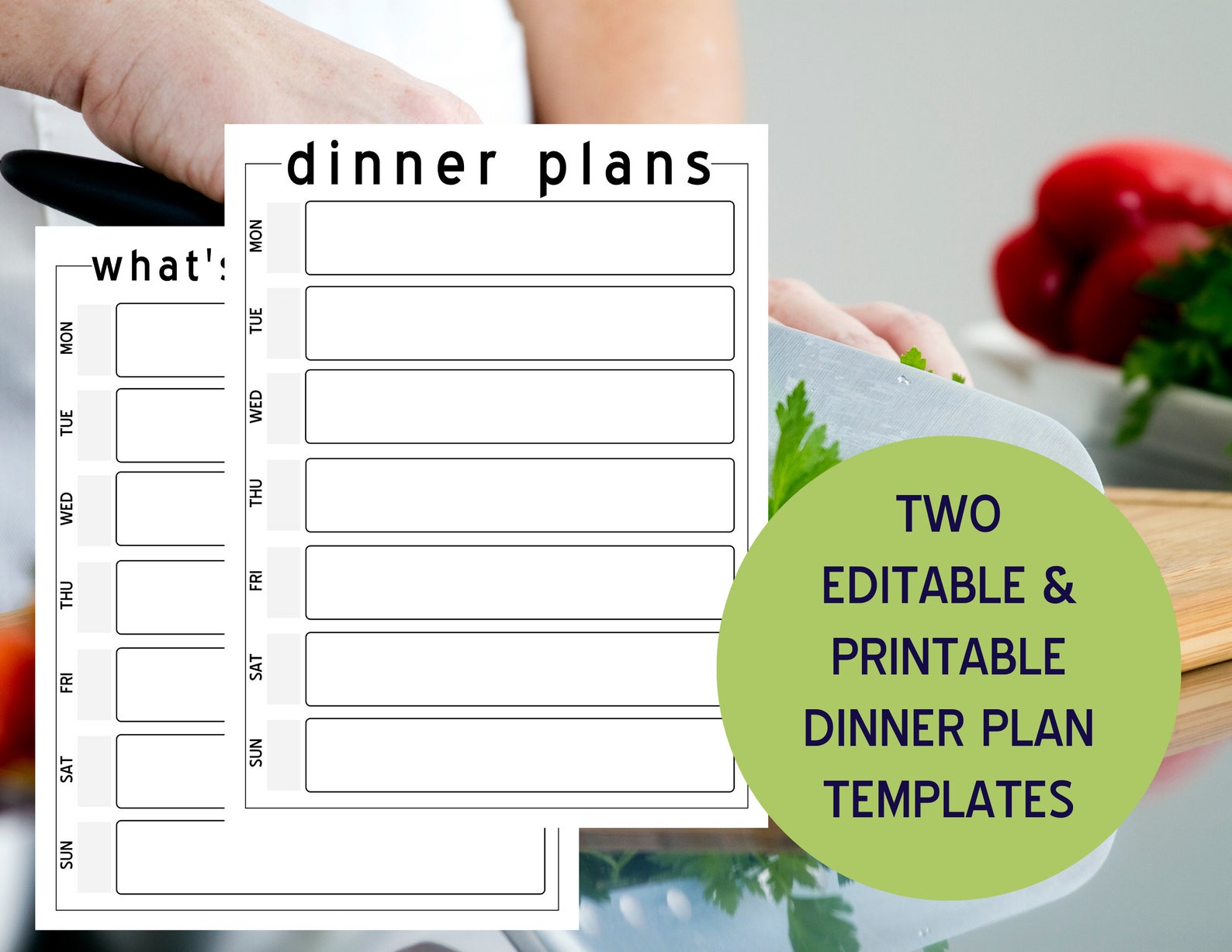 Digital Meal Planning Template, Weekly Meal Planner Printable EDITABLE