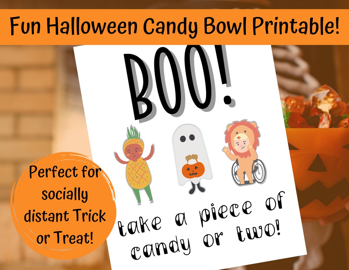 Halloween Candy Bowl Sign Inclusive Halloween Trick or Treat Etsy
