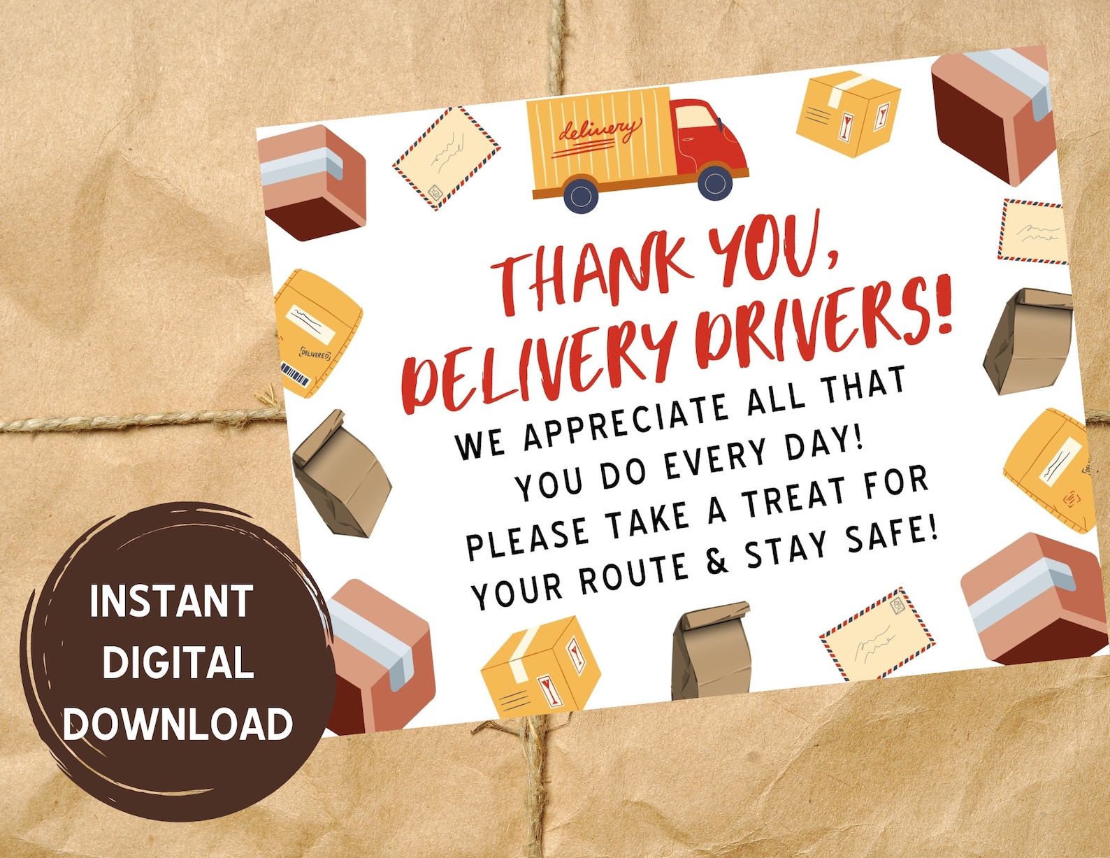Delivery Driver Treat Basket Printable Sign Take a Treat Sign image 0.