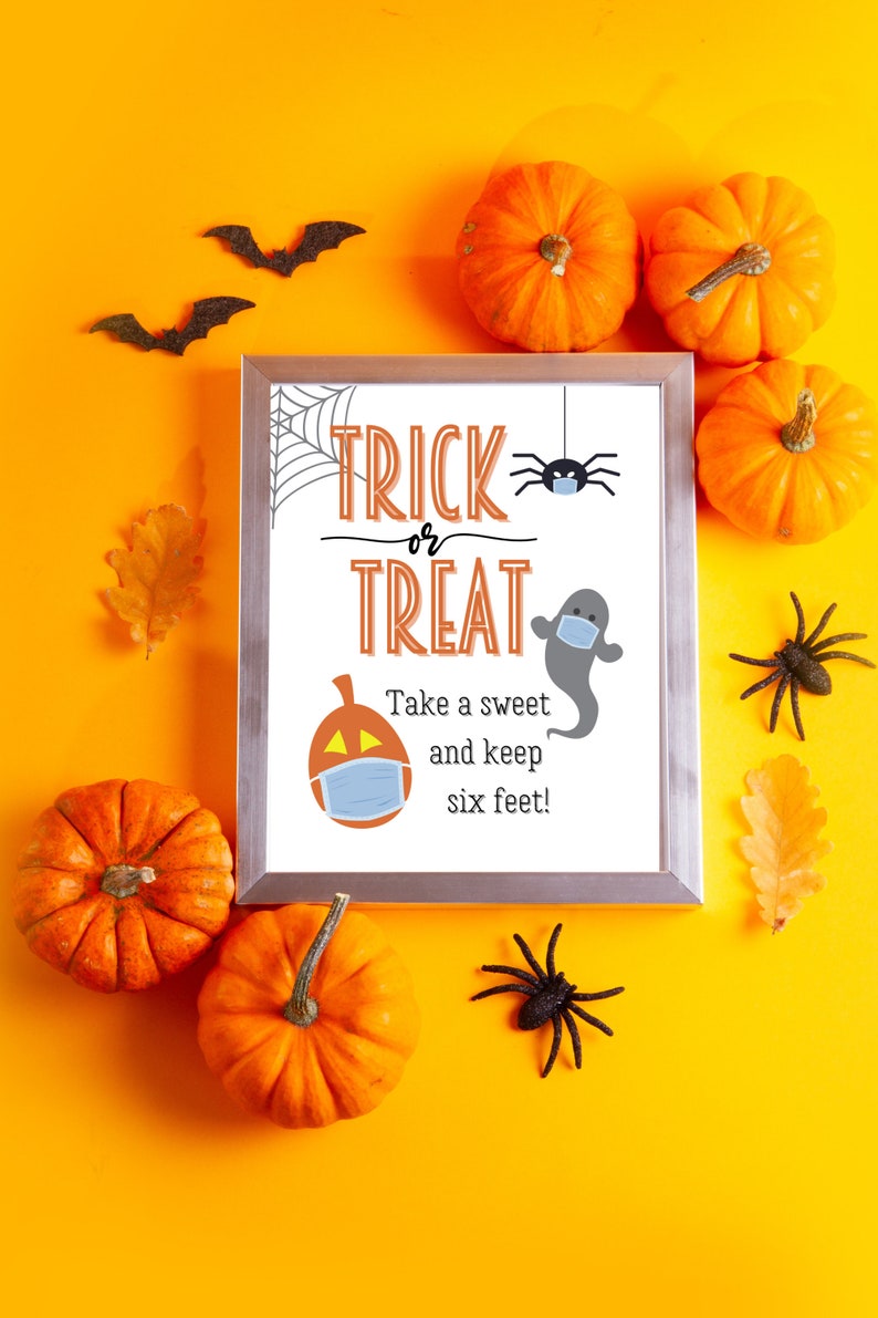 Socially Distanced Halloween Trick or Treat Sign Candy Bowl Etsy