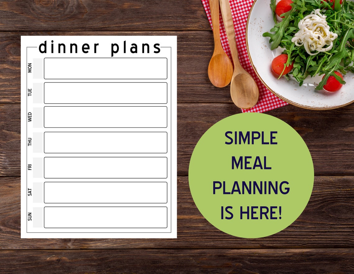 Digital Meal Planning Template, Weekly Meal Planner Printable EDITABLE