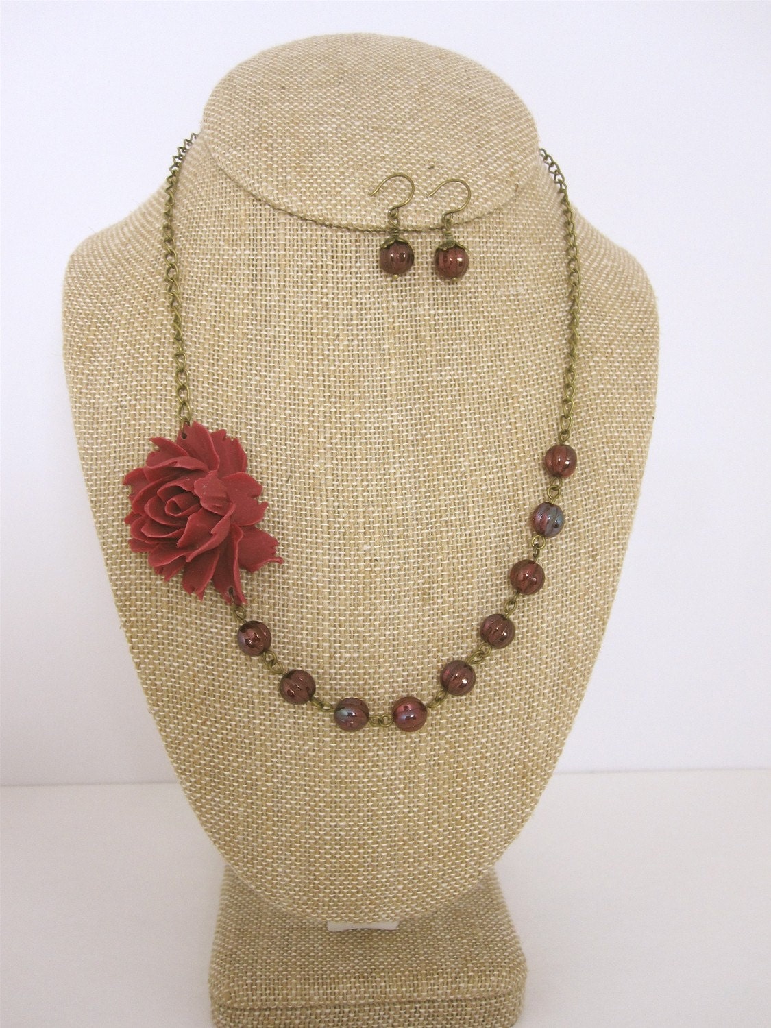 burgundy wedding jewelry set