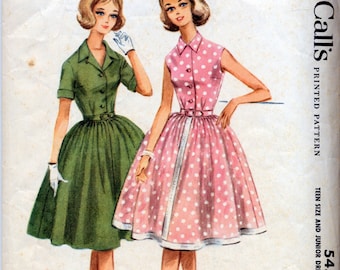 Teen Size & Junior Dress With Collar and Sleeve Variations Sewing Pattern - McCall&#39;s 5453 - 1960&#39;s Printed Pattern -  - Size 14 - Bust 34
