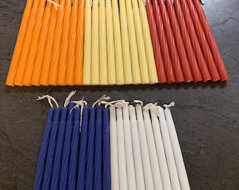 44 Colored Twisted Chanukah Candles - 44 Pure Paraffin Wax Candles