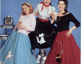 Misses&#39; Poodle Skirts - Circular Skirt Sewing Pattern - Simplicity 0521 - Simplicity 5403 - Sizes 6, 8, 10, 12 - UNCUT