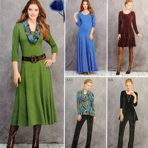 Misses&#39;/Miss Petite Knit Dress In Three Lengths, Tunic, Pants, And Cowl Sewing Pattern - Sizes 6-8-10-12-14 - UNCUT
