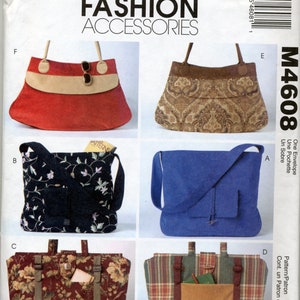 Misses&#39; Handbags In Six Different Versions Sewing Pattern - McCall&#39;s 4608 - UNCUT