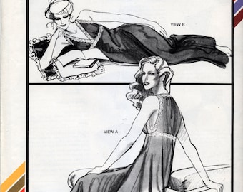 Vintage Empire Nightgown Sewing Pattern - Stretch & Sew 2090 - Sizes Small - Medium - Large - X-Large - UNCUT