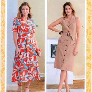 Misses&#39; Dresses With Sleeve, Skirt Variations And Belts With A/B, C,D Cup Sizes Sewing Pattern - Butterick 6762 - Sizes 6-8-10-12-14 - UNCUT
