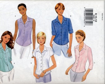 Misses'/Misses/ Petite Semi-Fitted Shirt With Sleeve Variations Sewing Pattern - Butterick 6085 - Sizes 8-10-12 - UNCUT