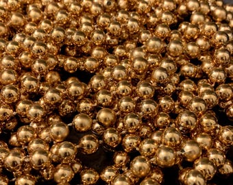Vintage Acrylic Beaded Gold Garland in Various Lengths - Christmas Shiny Gold Garland