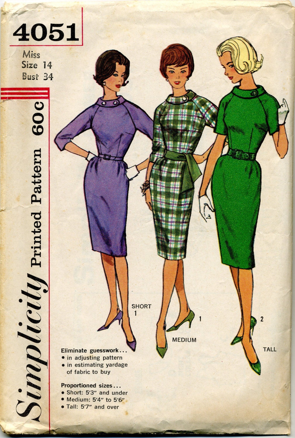 Vintage Misses One Piece Dress With Sleeve Variations Sewing Etsy Vintage Misses One Piece Dress With Sleeve Variations Sewing Etsy