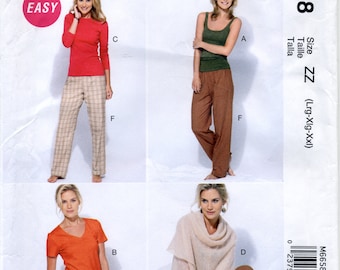 Misses' Pullover Tops, Shorts, And Pants Sewing Pattern - McCall's 6658 - Sizes Lrg-Xlg-Xxl - Sizes 16-18, 20-22, 24-26 - UNCUT