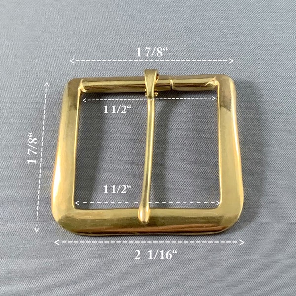 North & Judd Vintage New Stock 1-1/2" Inside Square Brass Plated Shiny Belt Buckle -  Anchor Mark Belt Buckle - Made in New Britain, CT