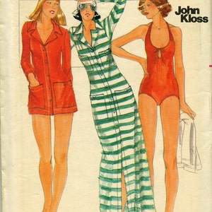 Vintage John Kloss Swimsuit and Cover-Up in Two Lengths Sewing Pattern Butterick 4808 Size 8 image 1