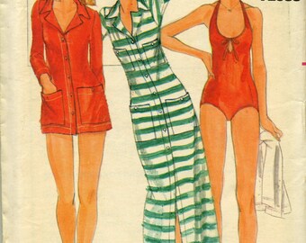Vintage John Kloss Swimsuit and Cover-Up in Two Lengths Sewing Pattern - Butterick 4808 Size 8