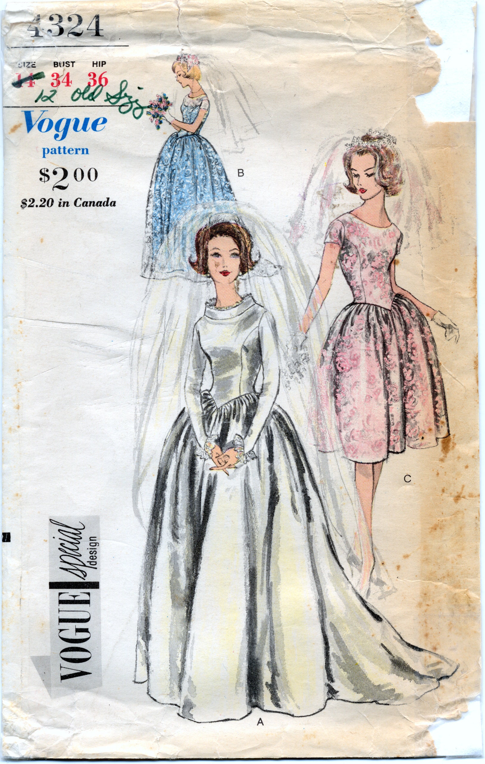 vogue bridesmaid dress patterns 1957 Vintage Sewing Pattern B36" BRIDAL GOWN & (1181) V2086 | Vogue Patterns Misses'