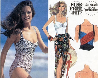Misses&#39; Swimsuits and Pareo Sewing Pattern - Simplicity 8488 Size 14-16-18