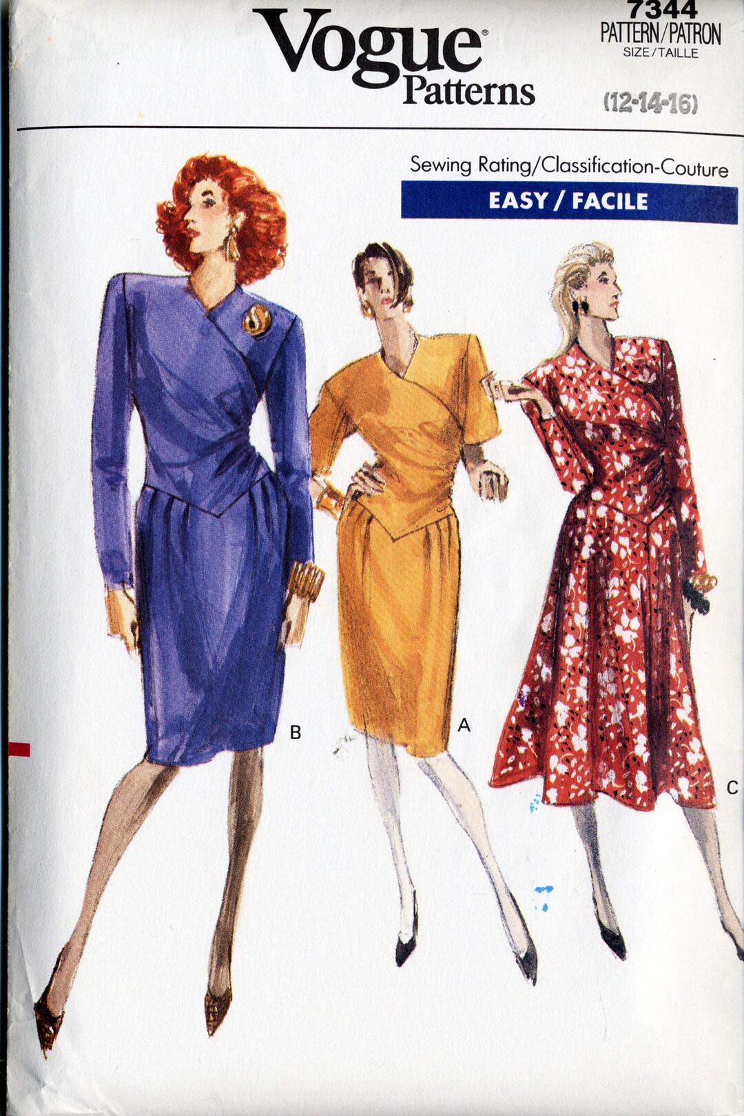 Misses' Loose-fitting Mock-wrap Bodice Dress With Skirt & Sleeve ...
