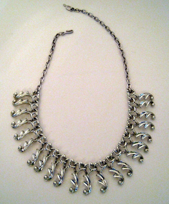 Ocean Waves Silvertone  Vintage Necklace by Sarah… - image 3