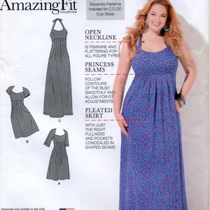 Misses&#39;/Women&#39;s Dress In Two Lengths With Individual Pieces For Slim, Average, & Curvy Fit - Simplicity 1800 - Sizes 20W-28W - UNCUT