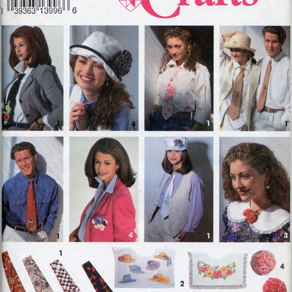 Ties, Collars And Flowers Sewing Pattern With Transfers For Printing Included -  Simplicity 8402 - One Size - UNCUT