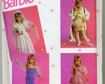 Vintage Children&#39;s Barbie Dress Up Clothes - Simplicity 7430 - Sizes 3 - 8