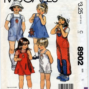 Toddlers&#39; And Children&#39;s Jumpsuit, Romper, Jumper, Pocketbook, Toy and Applique Sewing Pattern - McCall&#39;s 8902 - Size 2 - UNCUT