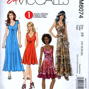 Misses&#39; Pullover Dresses In Three Lengths And Sleeve Variations Sewing Pattern - McCall&#39;s 6074 - Sizes 16-18-20-22 - UNCUT
