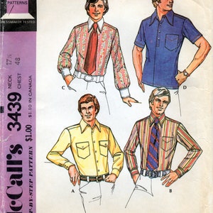 Men&#39;s Dress And Sport Shirt Sewing Pattern - McCall&#39;s 3439 - Size Chest 48 - Neck 17 1/2&quot; - UNCUT