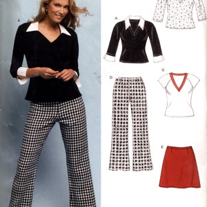 Misses&#39; Pants, Skirt, Top With Raglan Sleeve And Collar Variations Sewing Pattern - New Look 6415 - Sizes 8-18 - UNCUT