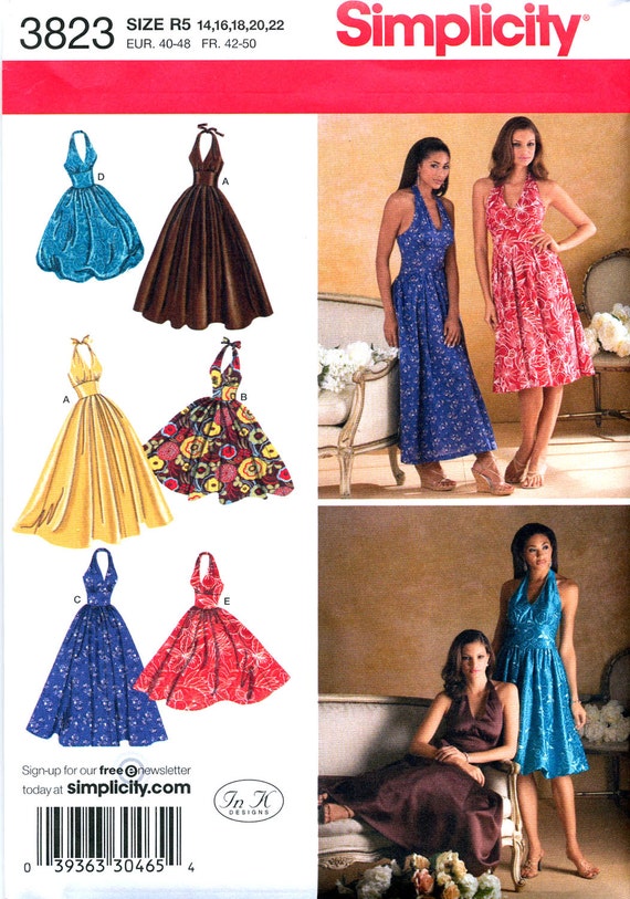 Halter Dress Sewing Pattern: Simplicity No. 3823, Sizes 6-14 Halter Dress Sewing Pattern: Simplicity No. 3823, Sizes 6-14