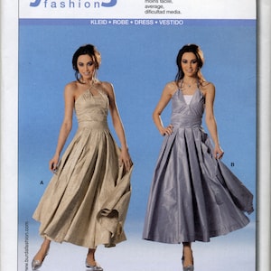 Misses' Evening Dress With Pleated Skirt and Close Fitting Bodice Sewing Pattern - Burda 7604 - Sizes 8, 10, 12, 14, 16, 18 - UNCUT
