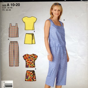 Misses' Set Of Tops And Capri Pants Or Skorts Sewing Pattern - It's So Ealsy Simplicity 4536 - Sizes 10-12-14-16-18-20 - UNCUT