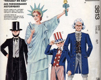 Costume pour enfants d’Abraham Lincoln, George Washington, Oncle Sam et Modèle de couture de la Statue de la Liberté - McCall’s 3813 - Tailles 6-7 - NCUT