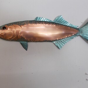 The "Blue Fish" Sculpture Hammered Copper By David Blaine  "FREE SHIPPING " USA"