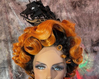 Pirate Queen Lace Front Orange, Black Roots