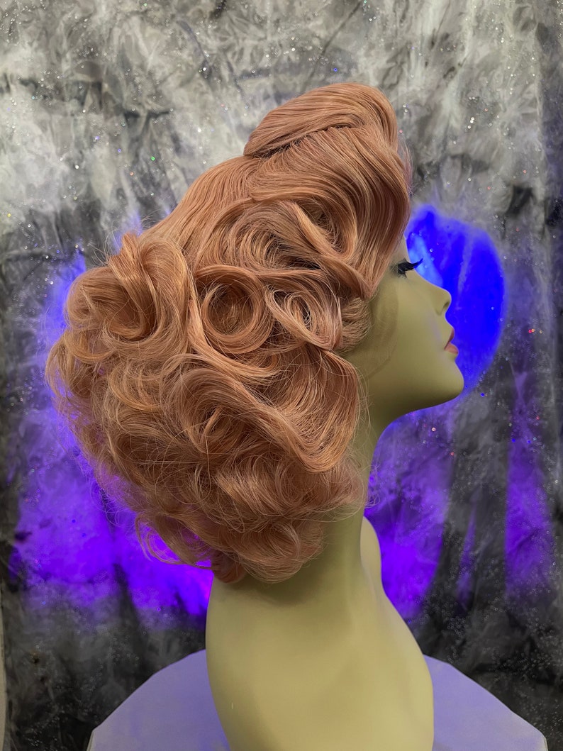 1950's Bombshell Pink Lace Front Wig image 6