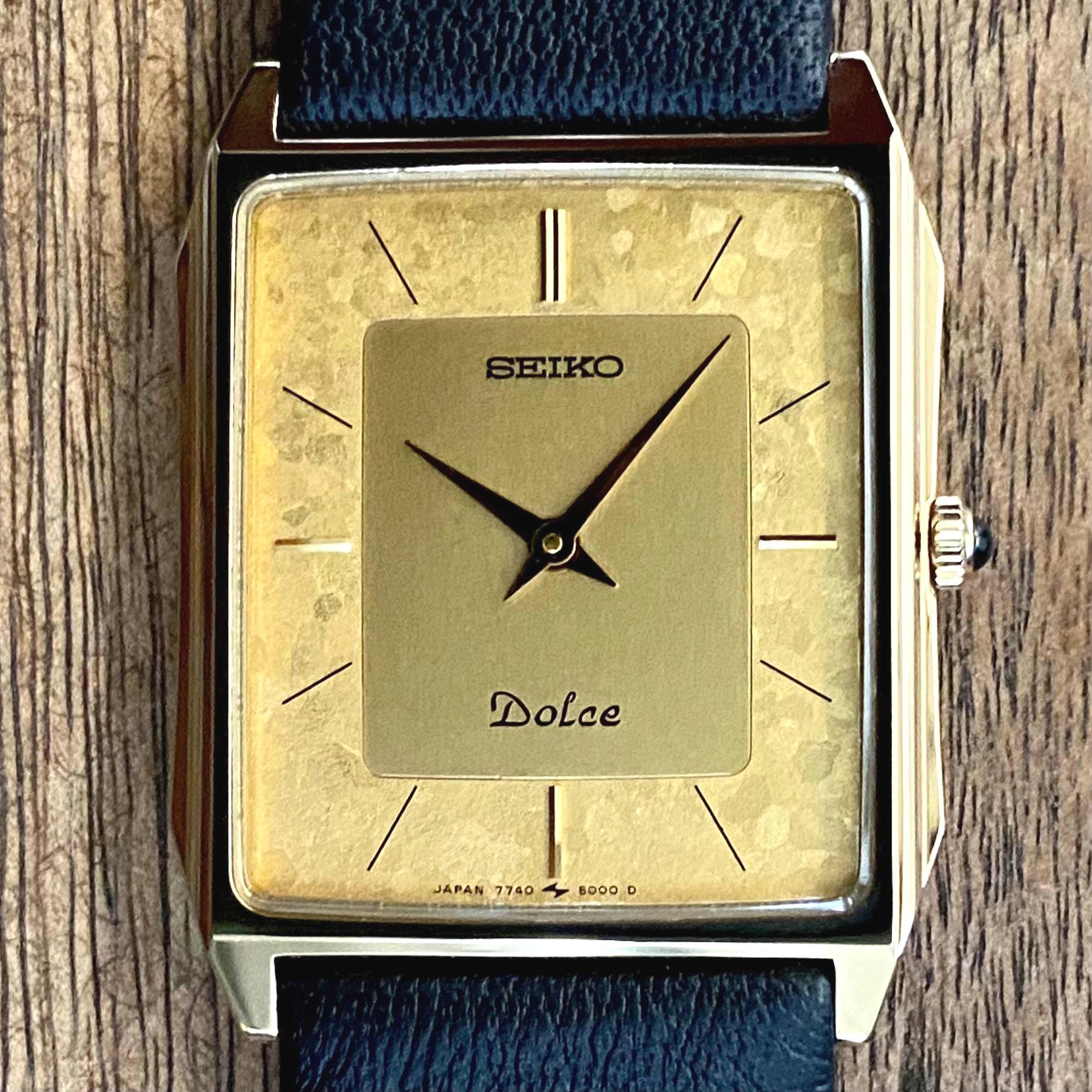 【新品バンド】SEIKO DOLCE ヴィンテージタンク　ボーイズ　タングステン セイコー] ドルチェ 1989。カルティエ タンクに似たドレス
