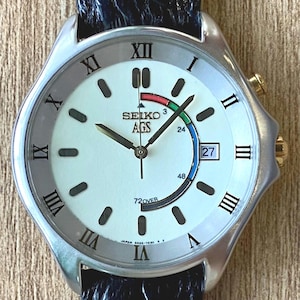 Orologio cinetico Seiko AGS 5M22-7C20 vintage super raro del 50° anniversario, ottobre 1995