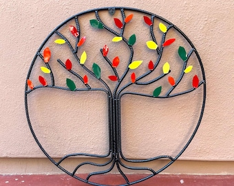 Tree of Life Wall Art, Colorful, Sturdy Steel Rebar