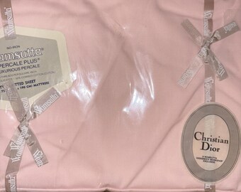 vintage Christian Dior wamsutta supercale plus twin roze laken nieuw