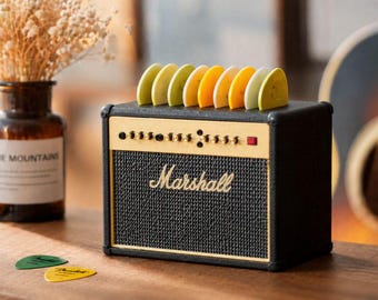 Mini amp guitar pick holder - Marshal pick organizer for guitarists -Lighted Mini Amp Guitar Pick Organizer- Lighted Mini Marshal Amp