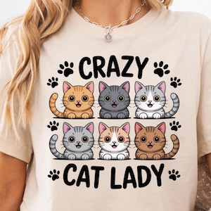Crazy Cat Lady PNG, Cute Cartoon Cats Clipart, Funny Cat Lover Sublimation, Digital Download for Shirts, Mugs & Gifts