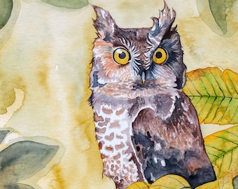 Screech Owl - Fine Art Print - Watercolor - Painting - Reproduction - Owl - Giclée - Wildlife - Birds of the Air - Cute Animals - Woodland
