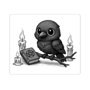 Mysterious Raven Kiss-Cut Stickers | Gothic Decor, Laptop Stickers, Witchy Gifts, Candle Themed, Dark Aesthetic