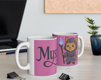 Keramische mok Mystic Cat, cadeau schattig kattenliefhebber, koffiekop Witchy, magische theemok, cadeau voor kattenbezitters, decoratie Halloween