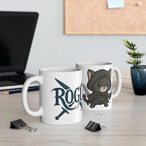Tazza in ceramica con motivo a gatto Ninja Rogue, a forma di simpatico animaletto, perfetta per gli amanti dei gatti, regalo per compleanni, feste o per un divertente arredamento per la casa.
